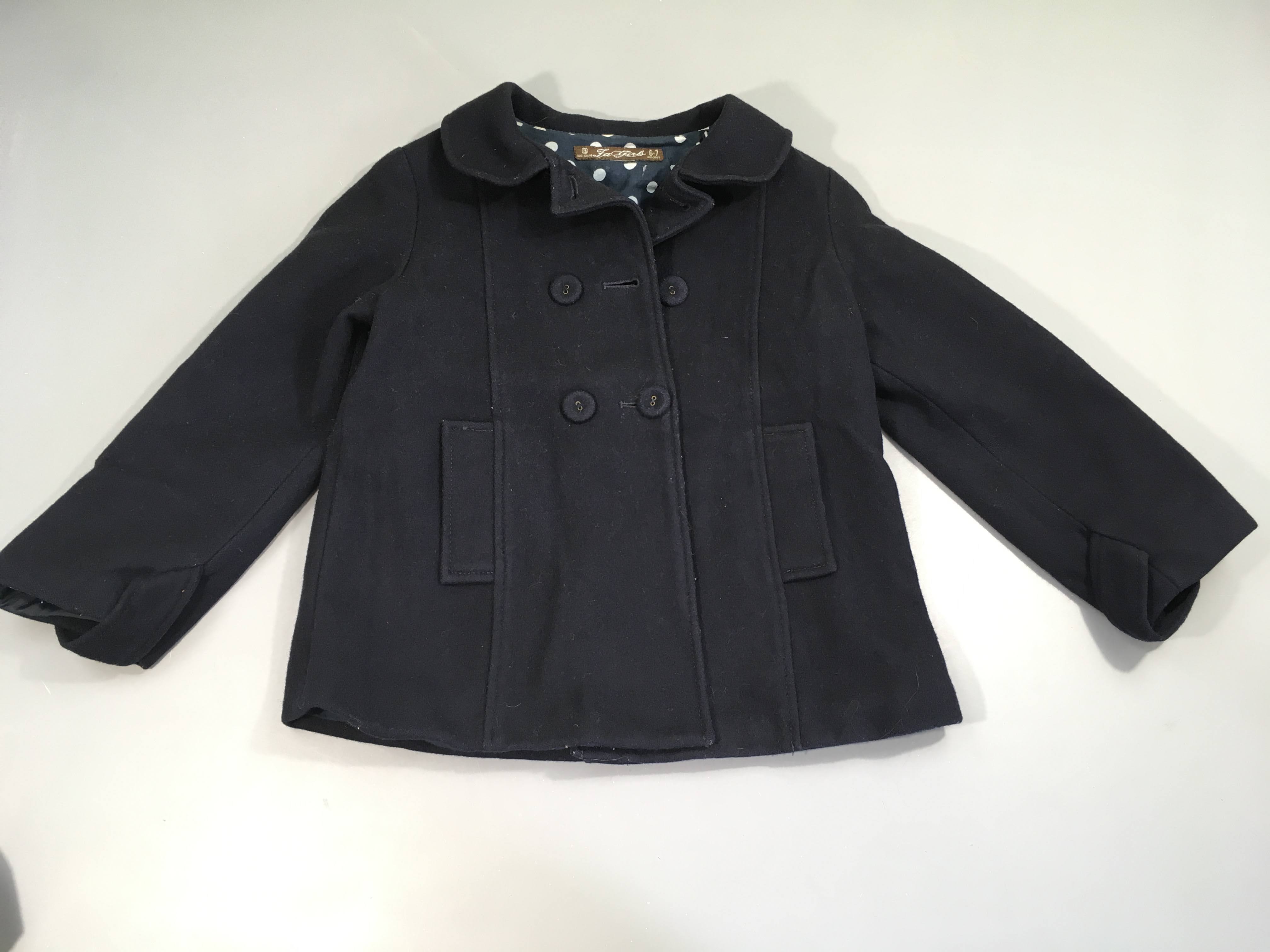 Manteau bleu marine laine double boutonnage , ZA Girls