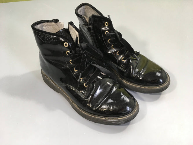 Bottines hautes en cuir bordeaux zippé sur le côté, P34, Gattino, devant un peu rapé, moins cher chez Petit Kiwi