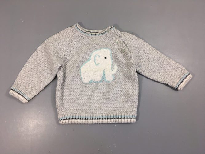 Pull texturé gris chiné éléphant, moins cher chez Petit Kiwi