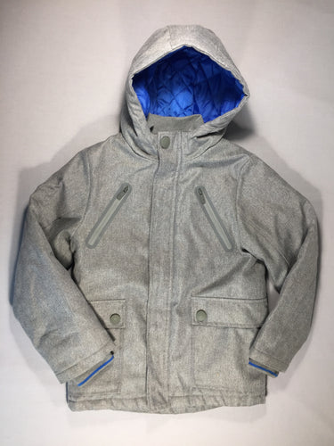 Manteau gris à capuche motif points de hongrie - intérieur matelassé, moins cher chez Petit Kiwi