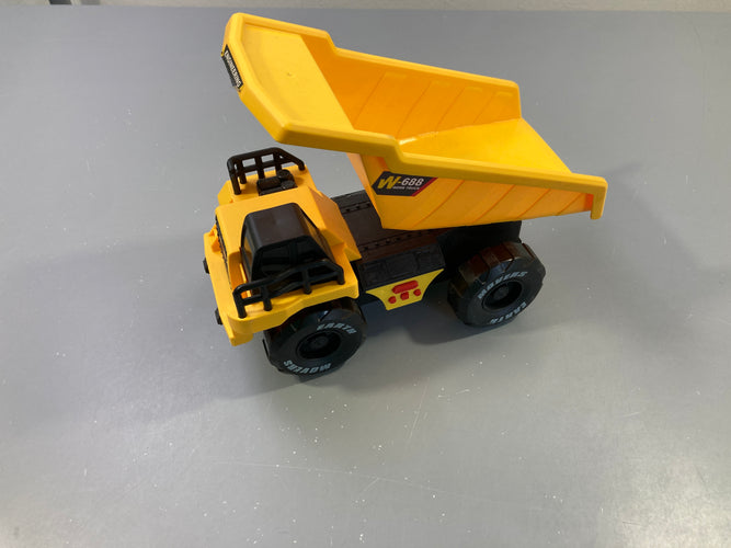 Camion benne plastique jaunenoir W-688 effets sonores et lumineux, moins cher chez Petit Kiwi