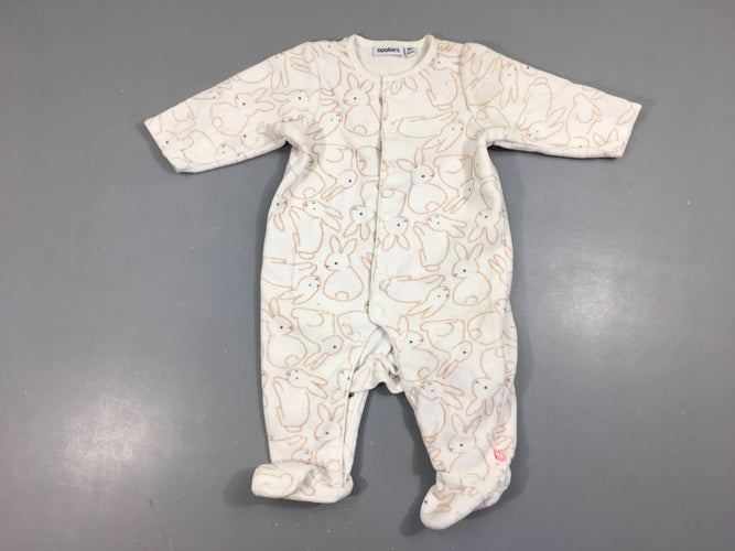 Pyjama velours blanc lapin, moins cher chez Petit Kiwi