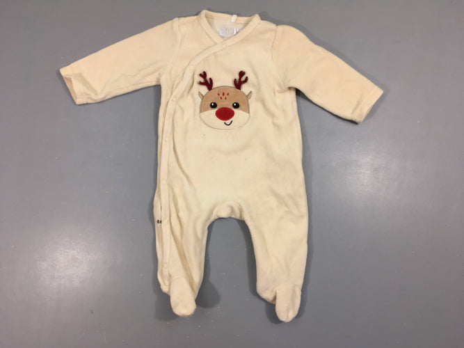 Pyjama velours beige renne, moins cher chez Petit Kiwi