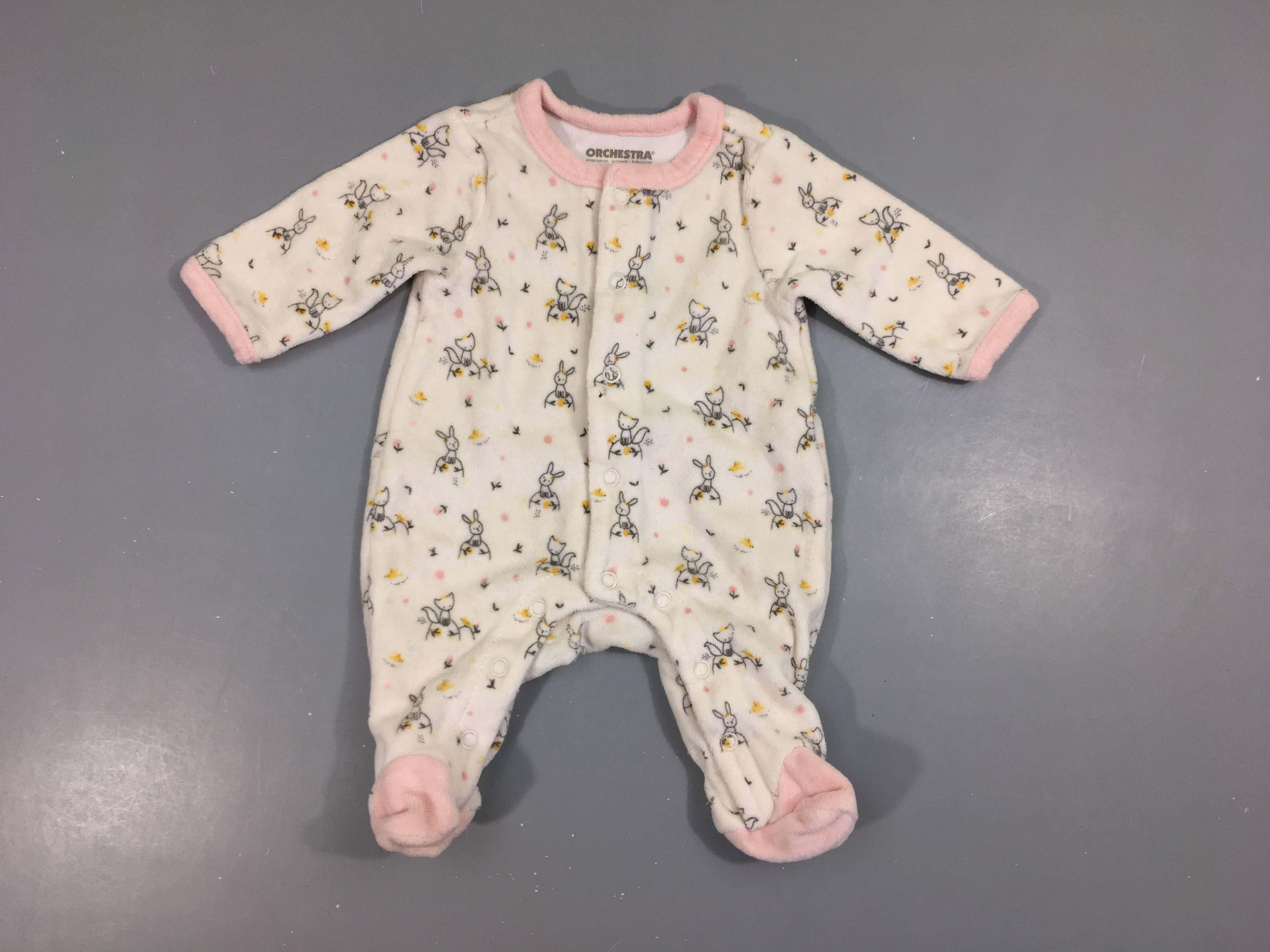 Pyjama velours blanc lapins