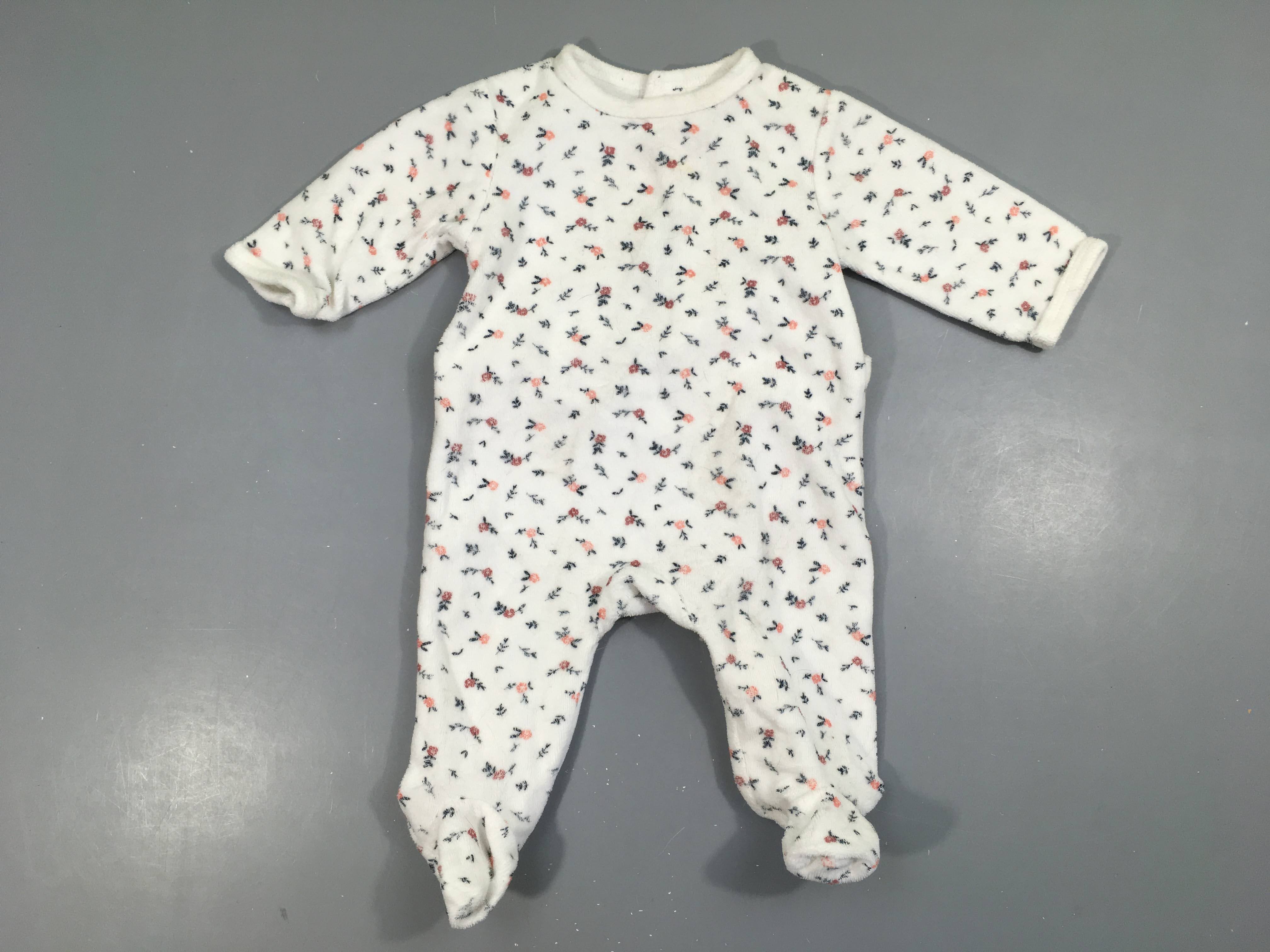 Pyjama velours blanc fleuri