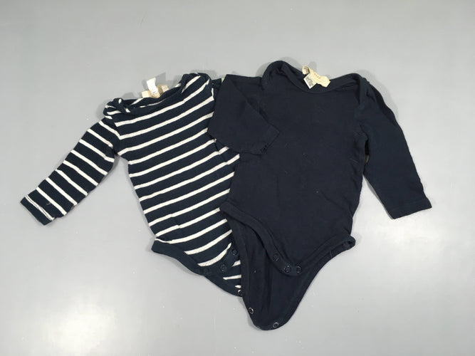 2 Bodies m.l bleu marine ajouré bleu rayé gris, moins cher chez Petit Kiwi