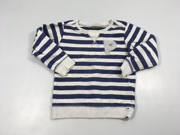 Sweat gris rayé bleu P