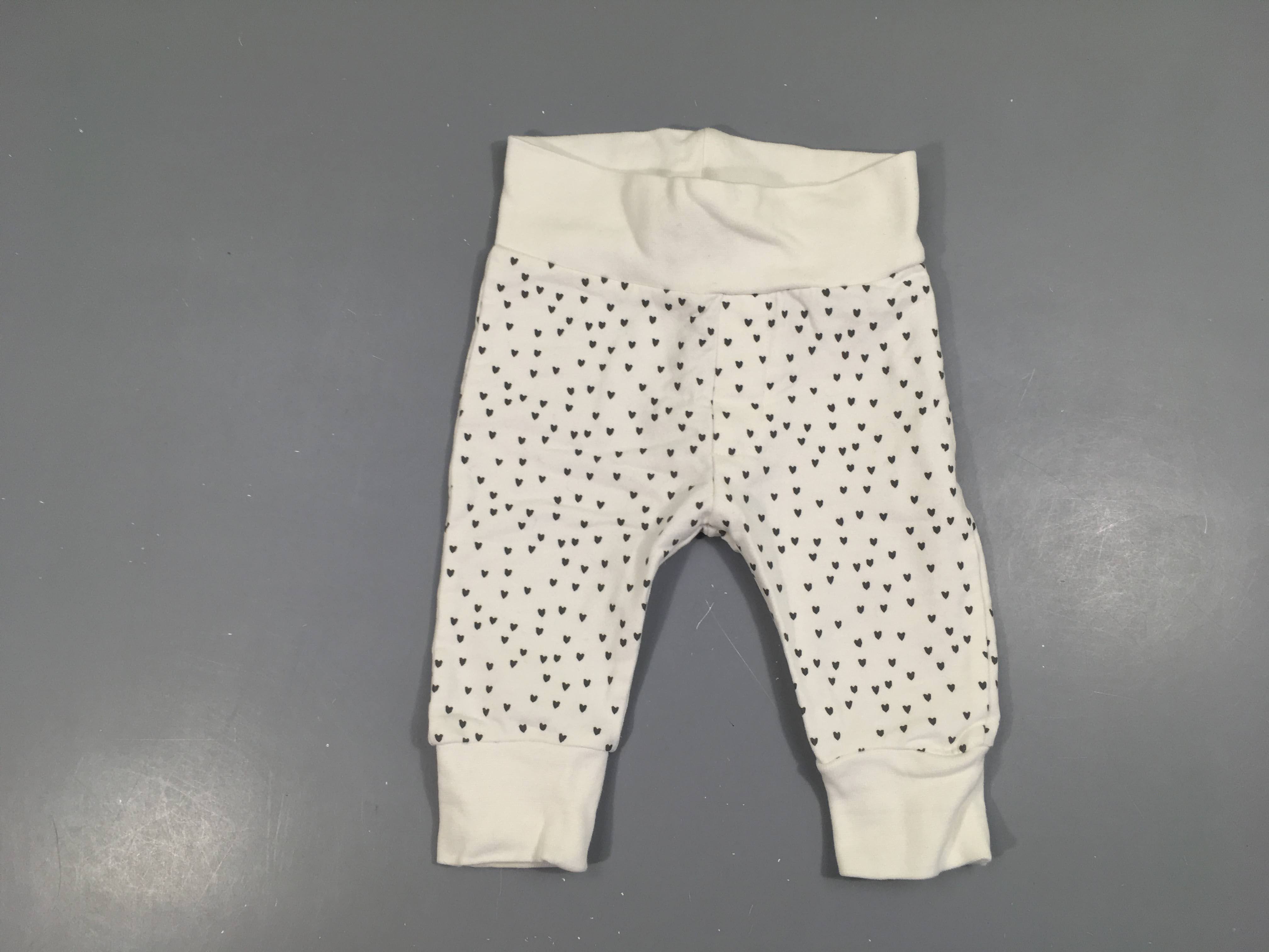 Pantalon jersey  blanc coeurs gris