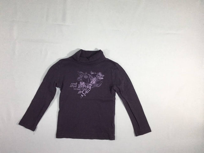 T-shirt col roulé mauve foncé Call, moins cher chez Petit Kiwi