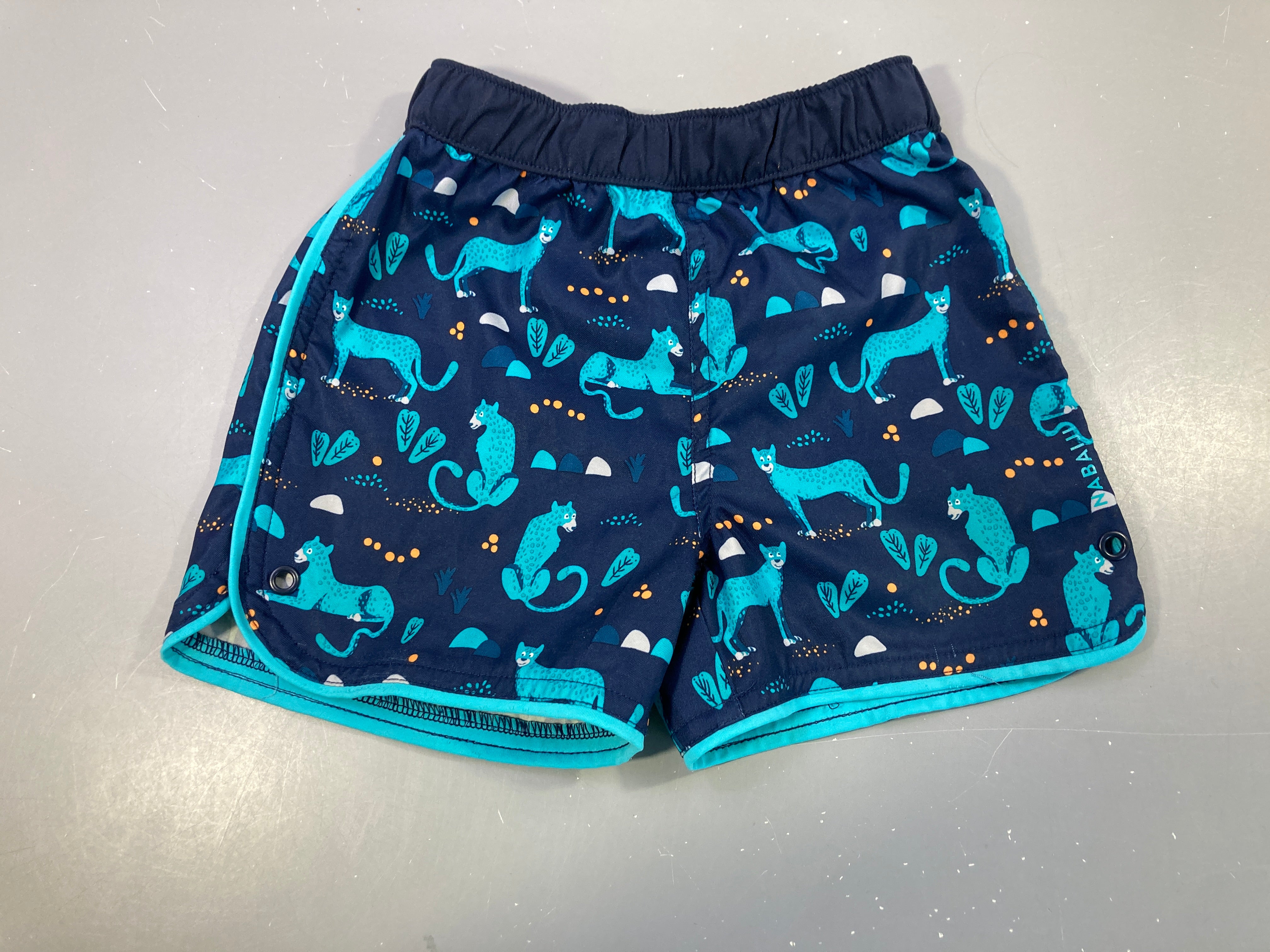 Short de bain bleu foncé félins (pas de filet inérieur)