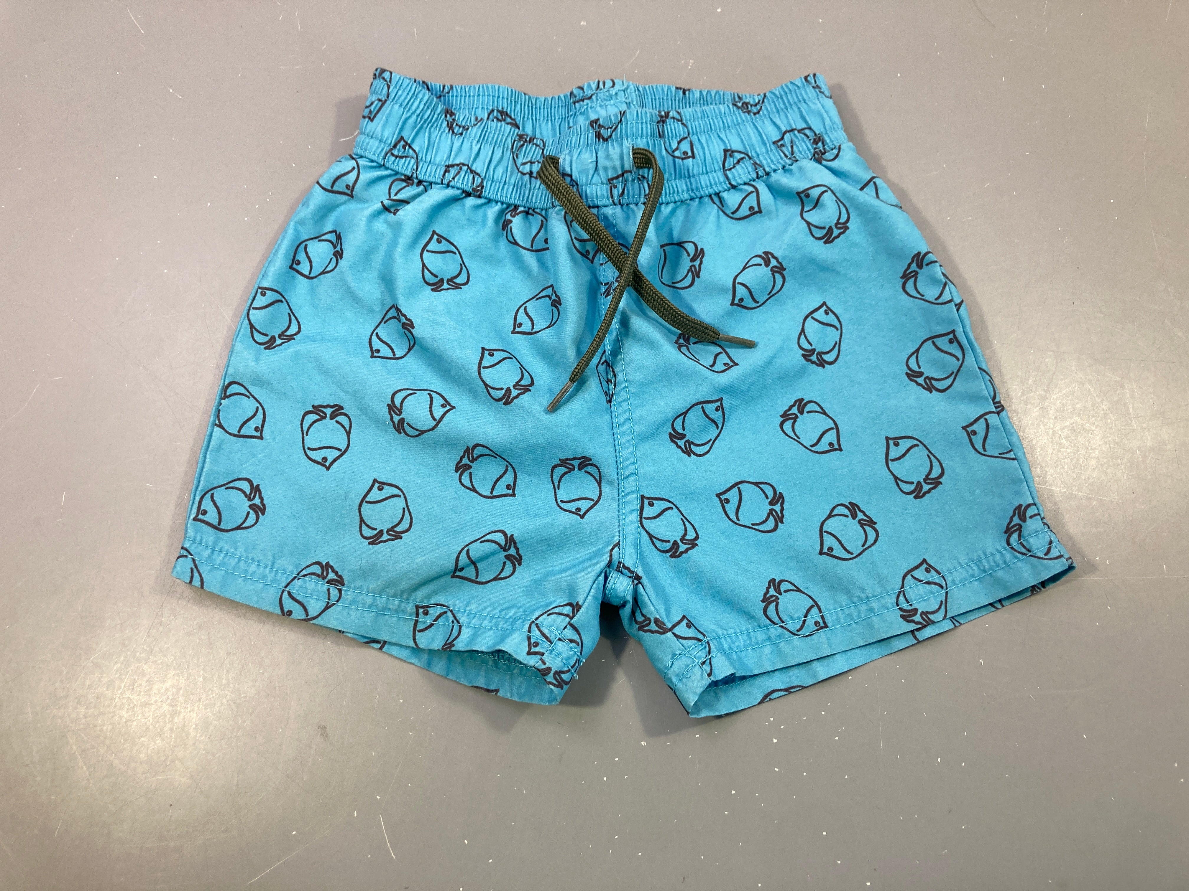 Maillot short bleu poissons