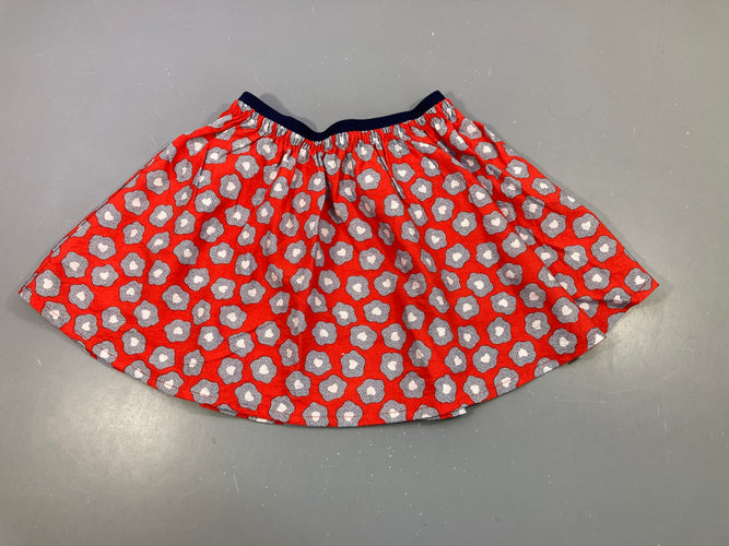 Jupe rouge fleurs bleu/blanc, moins cher chez Petit Kiwi