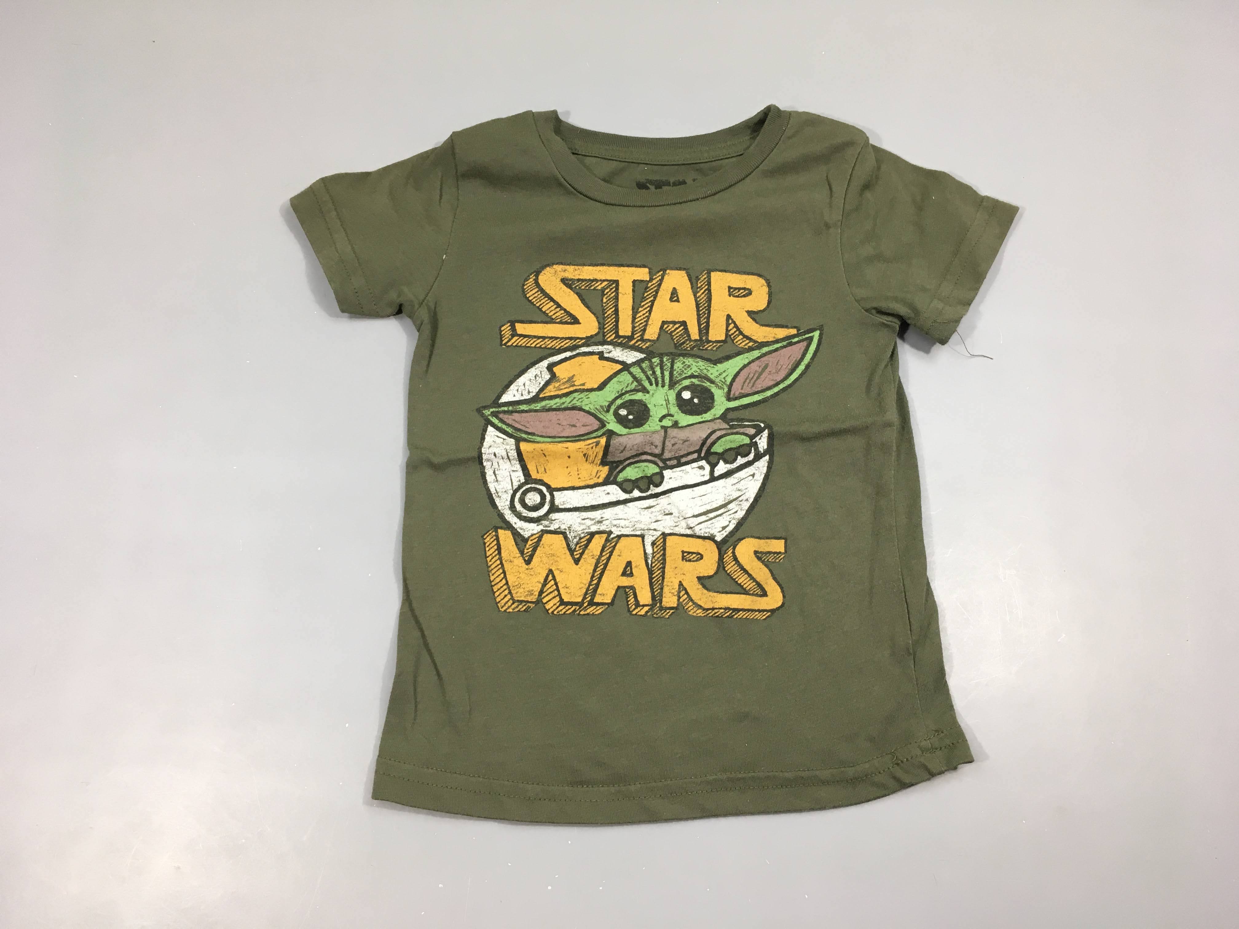 T-shirt m.c kaki star wars baby yoda, légèrement bouloché