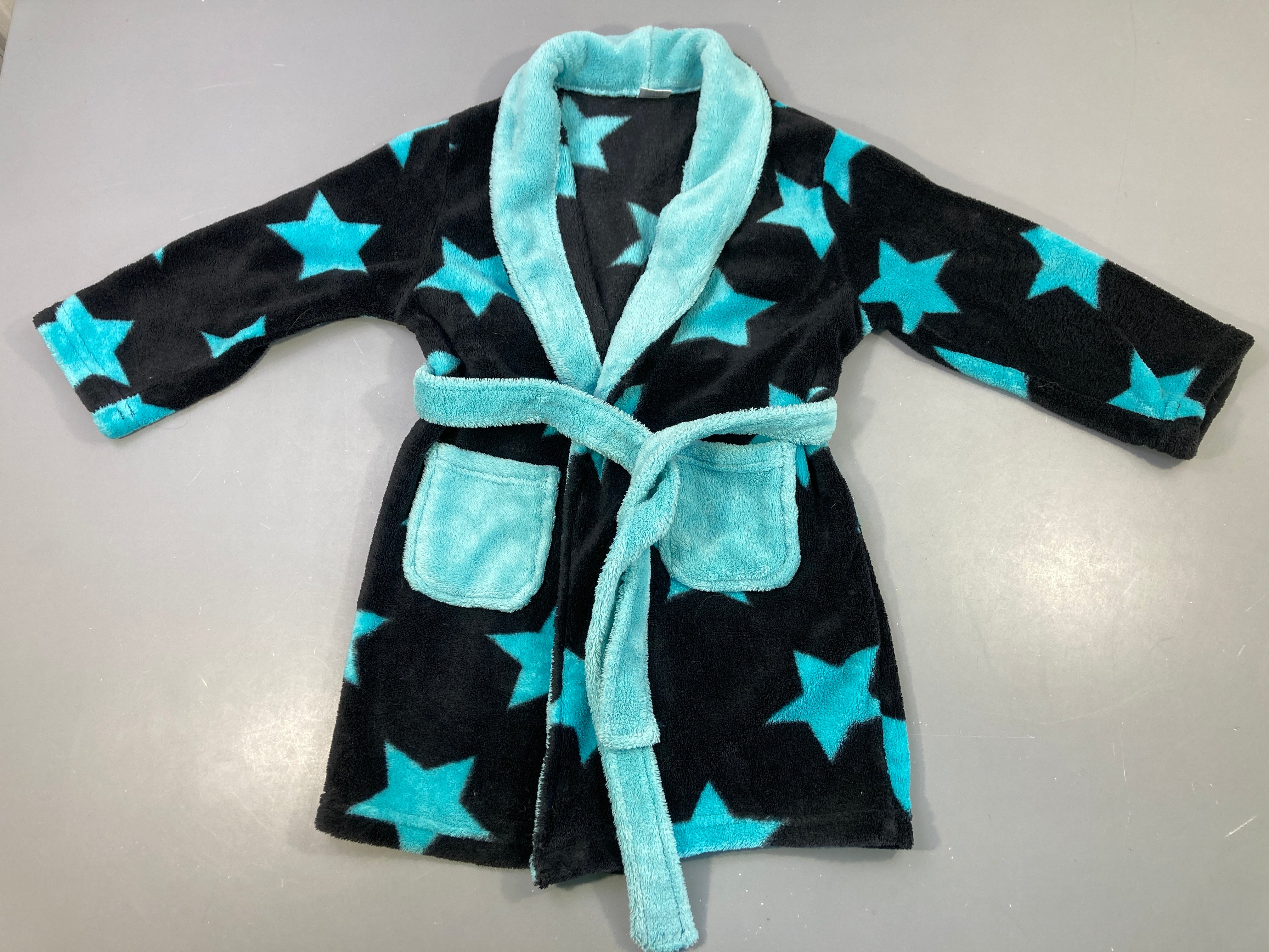 Peignoir velours noir/bleu étoiles
