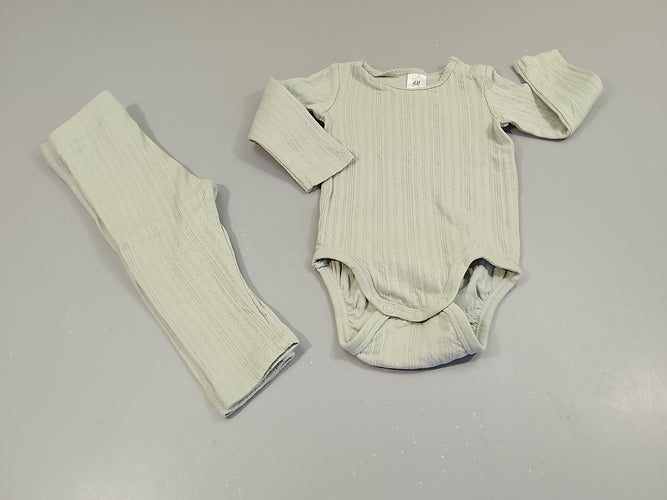 Ensemble Body m.l + Legging vert d'eau texturé, moins cher chez Petit Kiwi