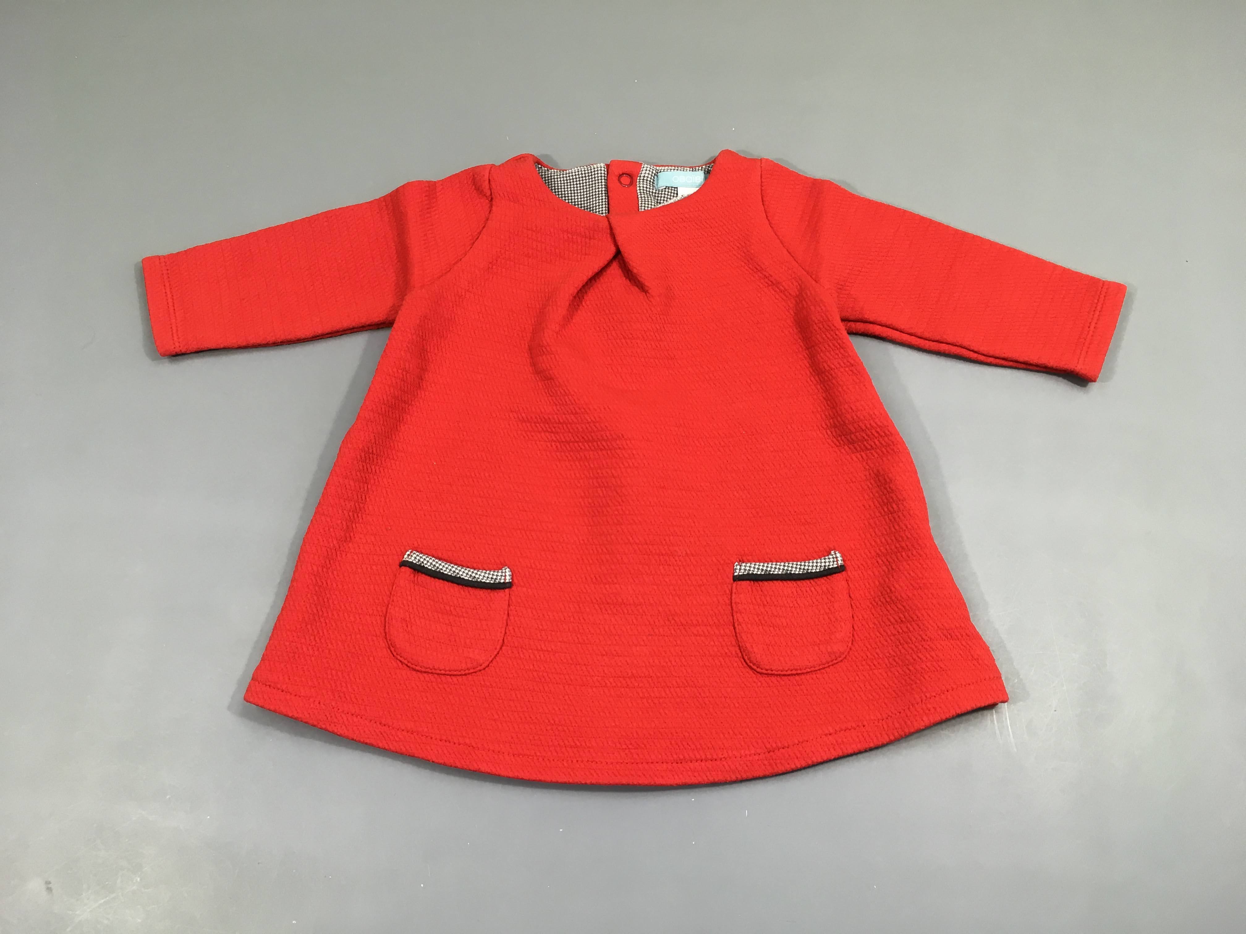 Robe m.l molleton texturé rouge poches