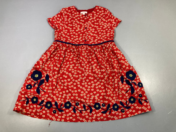 Robe m.c rouge fleurs boutons, moins cher chez Petit Kiwi