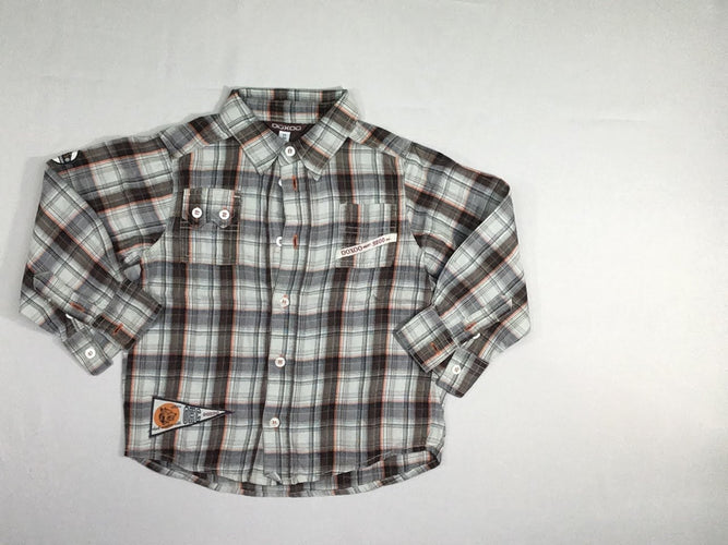 Chemise m.l carreaux écru/brun/orange ooxoo, moins cher chez Petit Kiwi