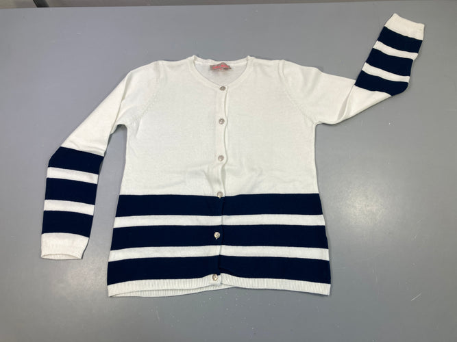 Gilet blanc rayé bleu foncé, moins cher chez Petit Kiwi