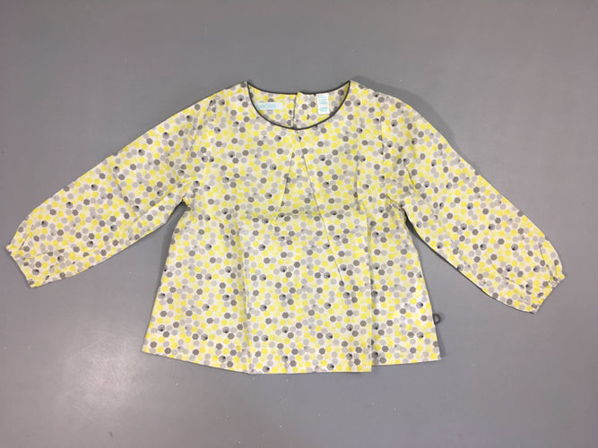Blouse ml blanche formes géométrique jaunes-gris, moins cher chez Petit Kiwi