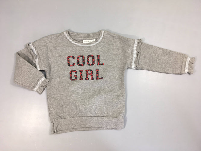 Sweat gris chiné Cool girl, moins cher chez Petit Kiwi