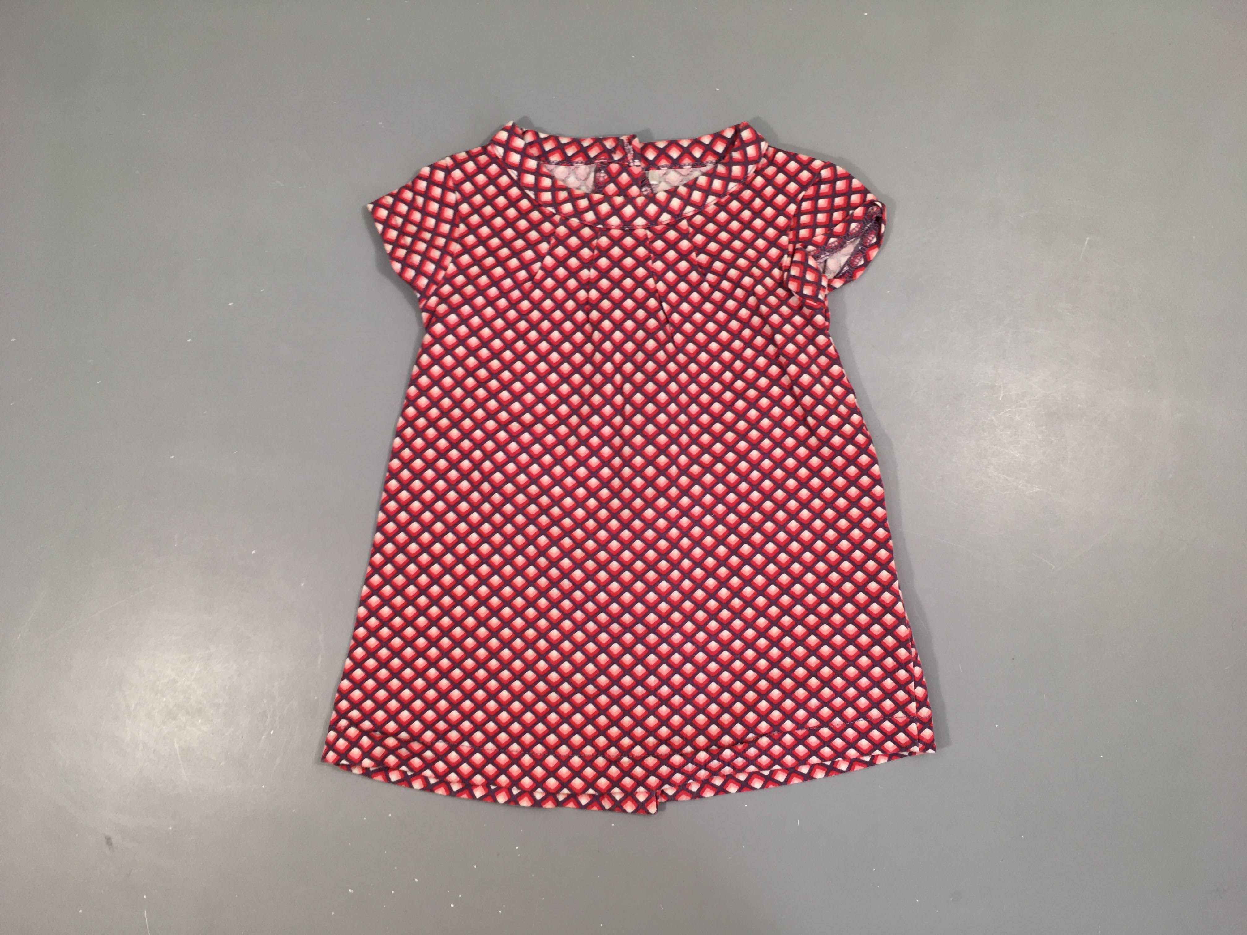 Robe m.c losanges rose foncés blanc cassé