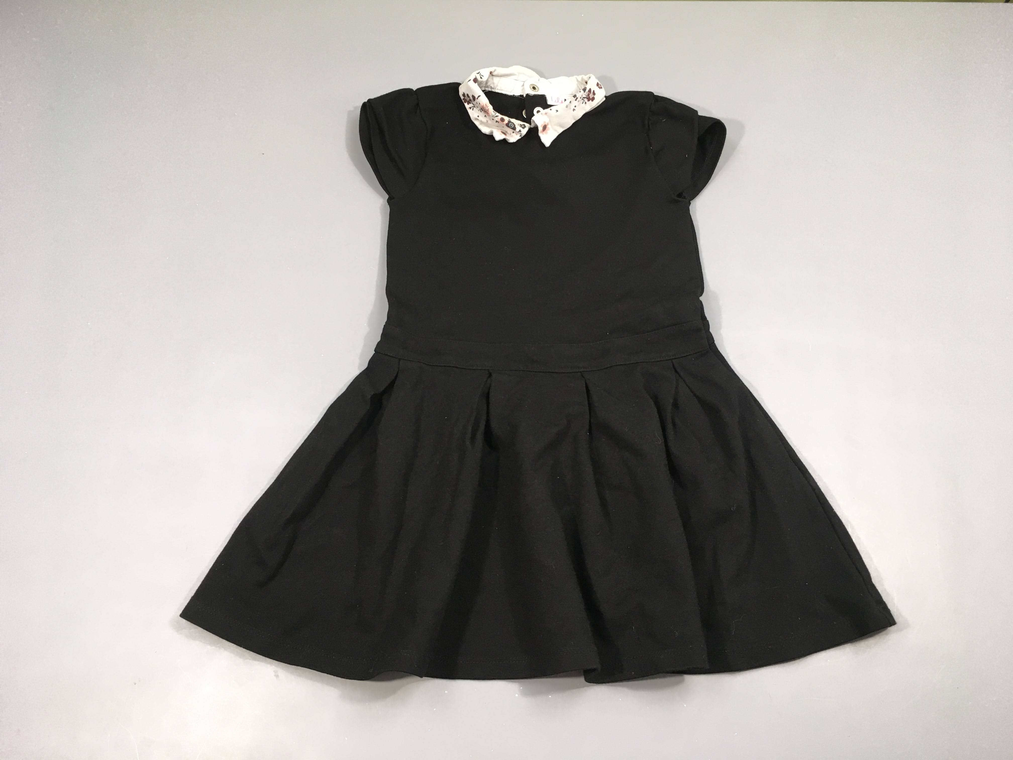 Robe m.c molleton noir col fleuri