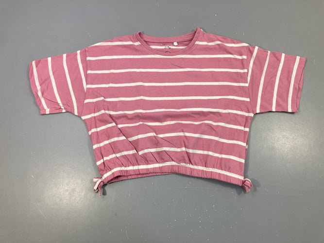 T-shirt m.c rose rayéblanc, moins cher chez Petit Kiwi