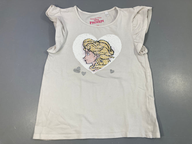 T-shirt m.c blanc coeur sequins réversibles reine des neiges, moins cher chez Petit Kiwi