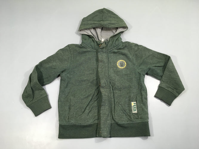 Sweat zippé à capuche vert insecte, moins cher chez Petit Kiwi