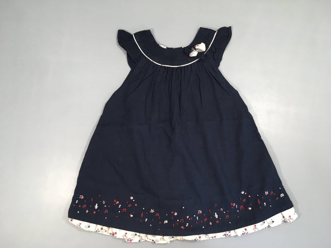 Robe m.c bleu foncé effet doublé blanc/voile, moins cher chez Petit Kiwi