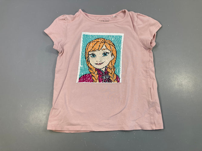 T-shirt m.c rose sequins réversibles reine des neiges, moins cher chez Petit Kiwi