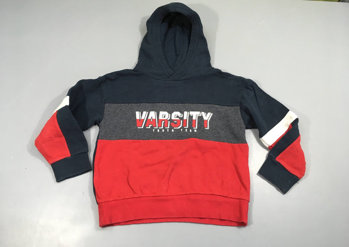 Sweat à capuche bleu foncé-rouge Warsity, moins cher chez Petit Kiwi