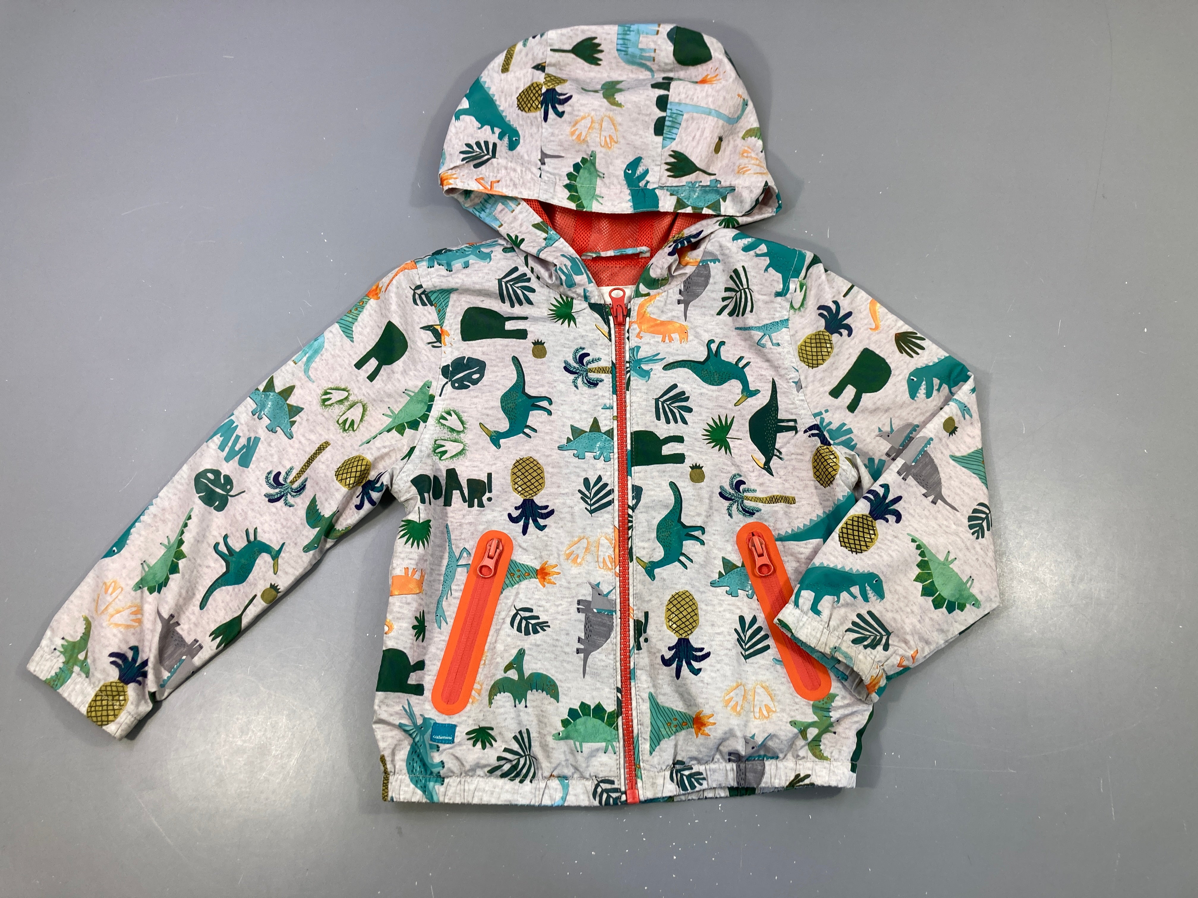 Veste légère zippée gris dinos à capuche