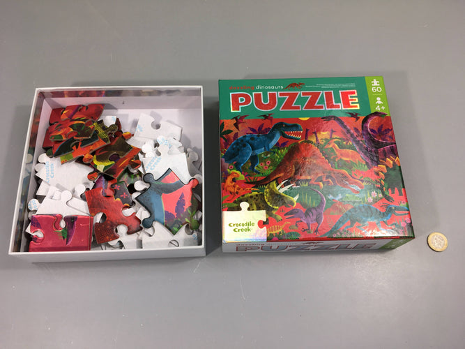 Complet Puzzle 60pcs dinosaures, 4+, moins cher chez Petit Kiwi