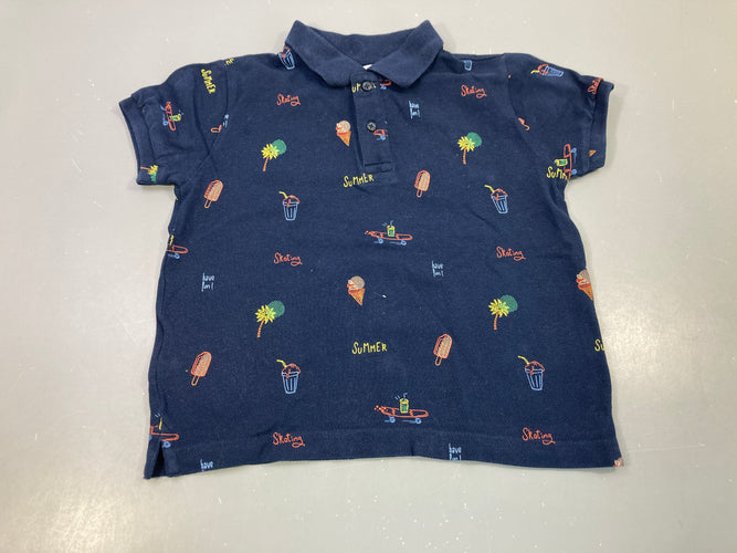 Polo m.c bleu foncé motifs été, moins cher chez Petit Kiwi
