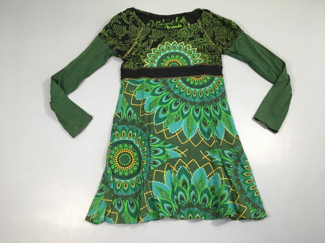 Robe m.l jersey verte motifs, moins cher chez Petit Kiwi