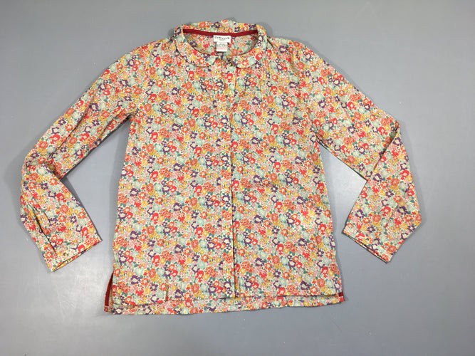 Chemisier blanc cassé fleuri rose, moins cher chez Petit Kiwi