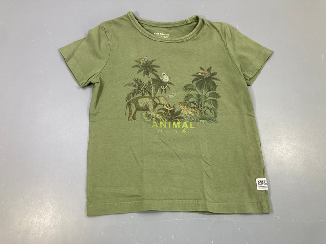 T-shirt m.c kaki jungle animaux, moins cher chez Petit Kiwi