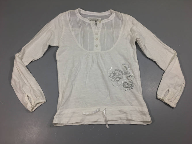 T-shirt m.l blanc flammé Good vibes argentés, moins cher chez Petit Kiwi