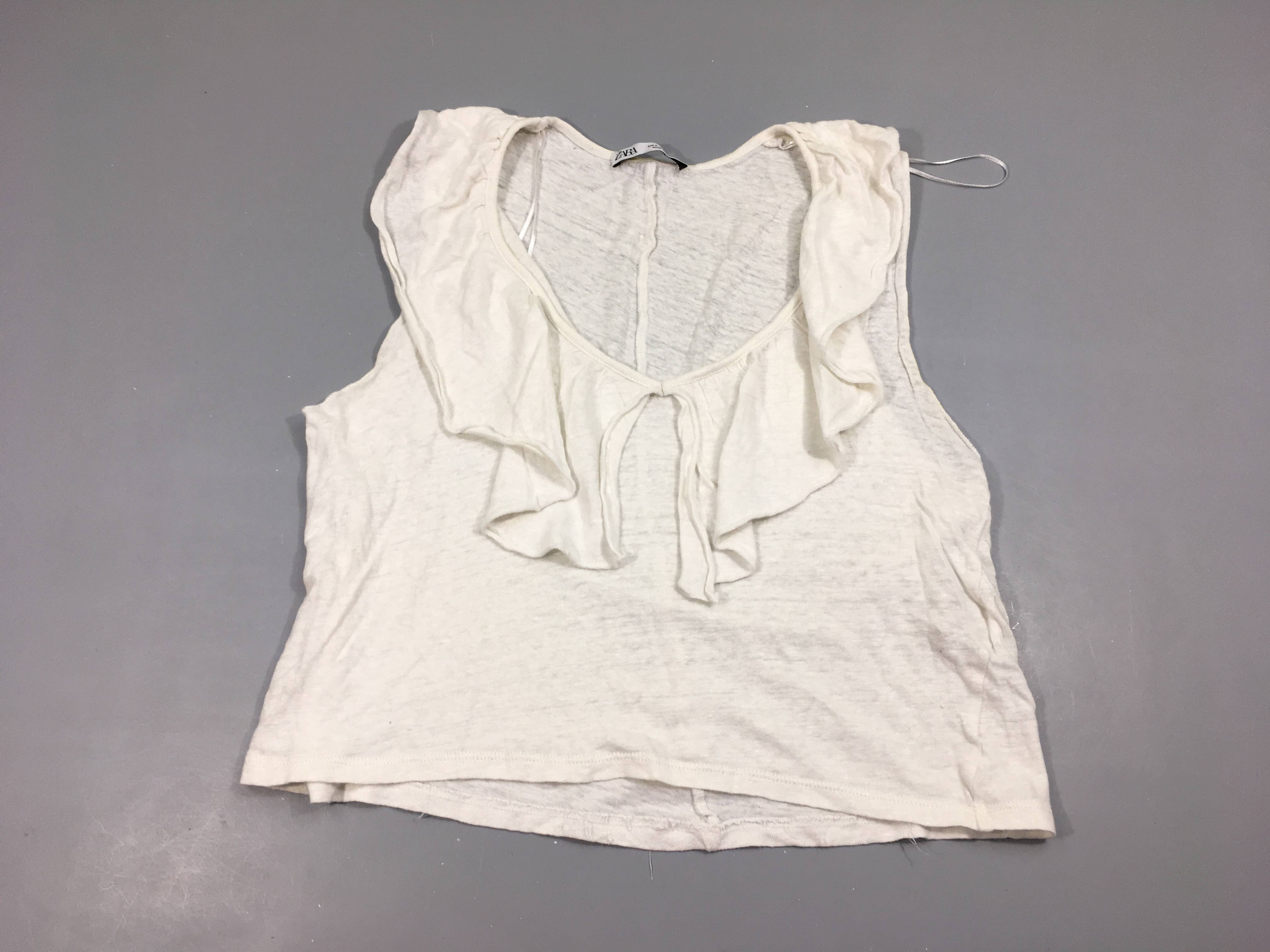 T-shirt m.c blanc grand col, 100% lin