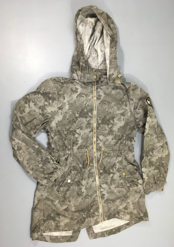 Veste coton kaki gris feuillage, moins cher chez Petit Kiwi