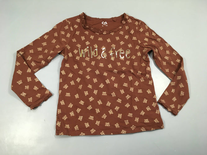 T-shirt m.l brun papillons sequins/froufrous, moins cher chez Petit Kiwi