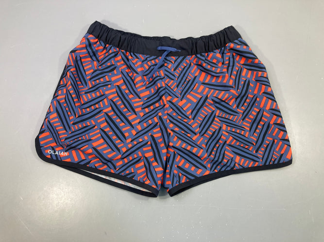Maillot short bleu motifs orangés, moins cher chez Petit Kiwi