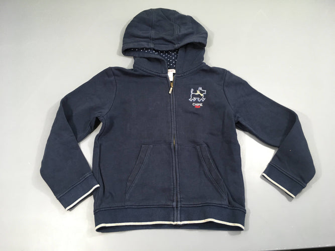 Sweat zippé bleu foncé Chipie à capuche, moins cher chez Petit Kiwi