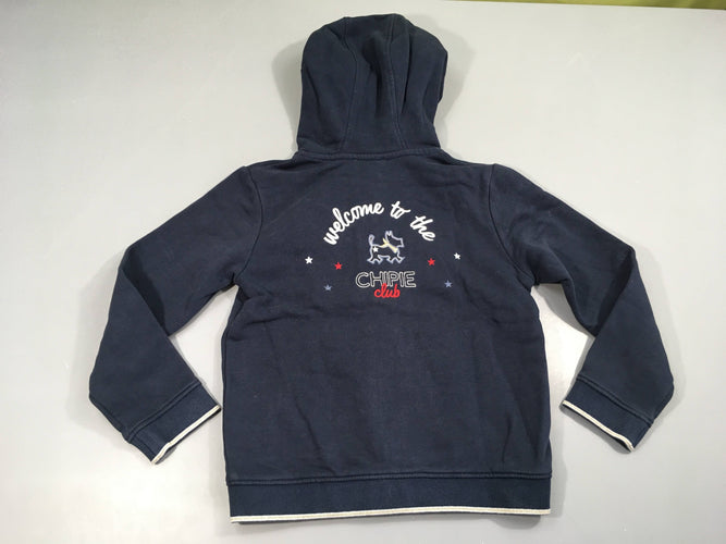 Sweat zippé bleu foncé Chipie à capuche, moins cher chez Petit Kiwi