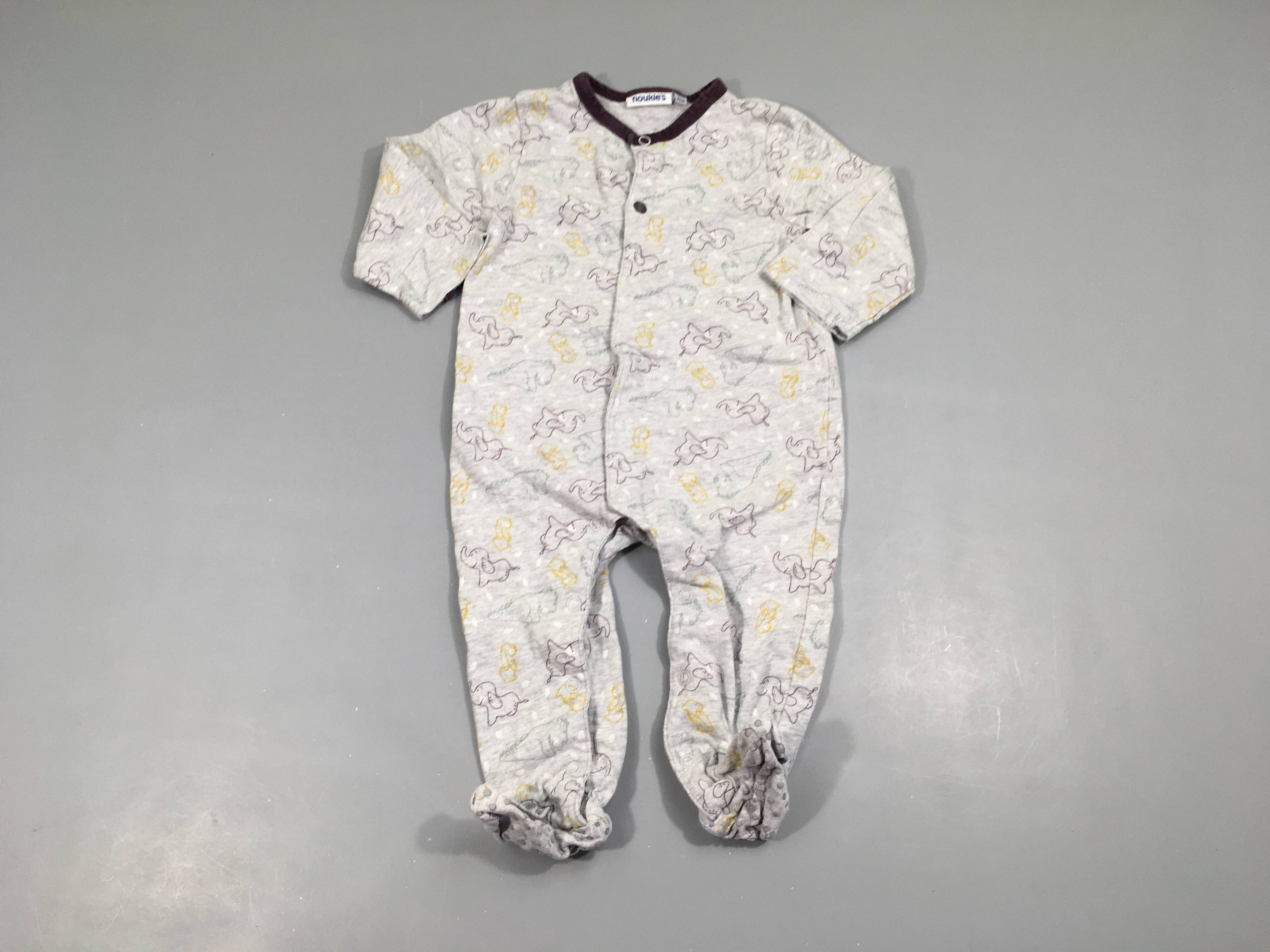 Pyjama jersey zippé gris élépant
