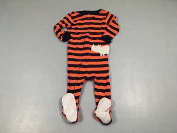 Pyjama jersey zippé bleu rayé orange rhinocéros