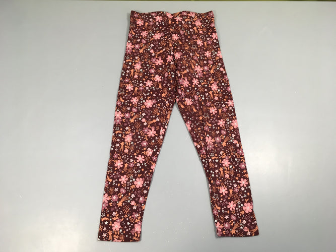Legging bordeaux fleuri, moins cher chez Petit Kiwi