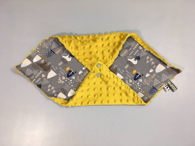 Foulard/doudou plat? gris ours/velours jaune, moins cher chez Petit Kiwi